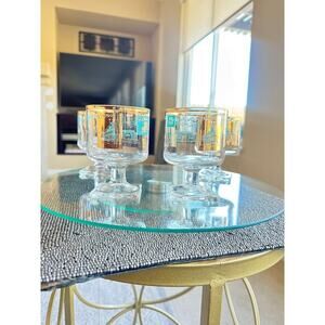 Set of 4 Vintage Southern Comfort Steamboat Glasses – Mid 50s  Bar with Gold Rim